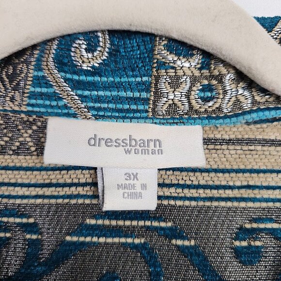 DRESS BARN WOMAN Tapestry Blazer Jacket TEAL BLUE MULTI Plus size 3X Art to Wear - Picture 5 of 8